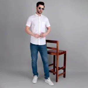 white casual half shirt