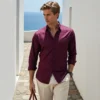 dor classic solid purple cotton shirt