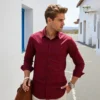 Dor Classic Solid Wine Cotton Shirt