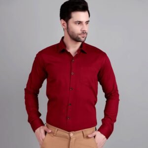 solid maroon formal shirt