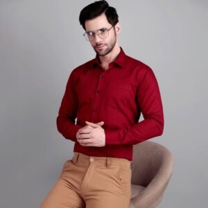 solid maroon formal shirt