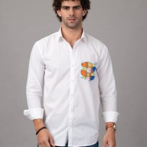 hand painted layered fish shirt