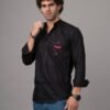 Dor Hand Embroidered Shirt – Buddha Line Art for Men